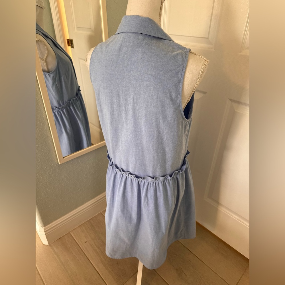 Tuckernuck Oxford Blue Sleeveless Royal Shirt Dress sz M - Picture 9 of 16